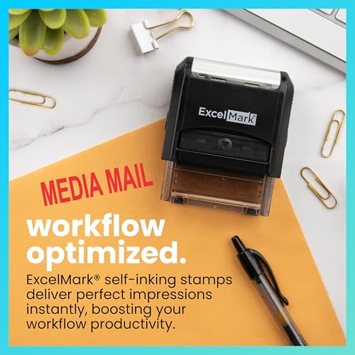 ExcelMark Media Mail Self Inking Rubber Stamp - Red Ink - Image 2