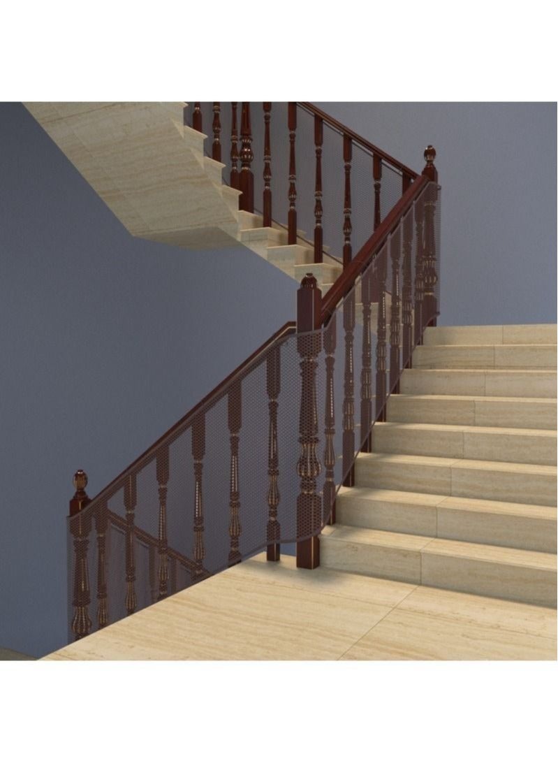 MIXDE Kids Banister Safety Guard Removable Balcony And Stairway Safety Net 300x78cm Brown - Image 3