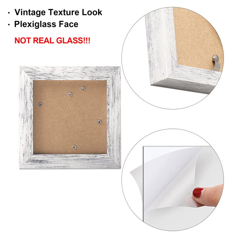 TOFOREVO Picture Frames 4x4 Set of 2 Distressed White Wood Grain Photo Frame for Gallery Wall Mounting or Tabletop Display - Image 4