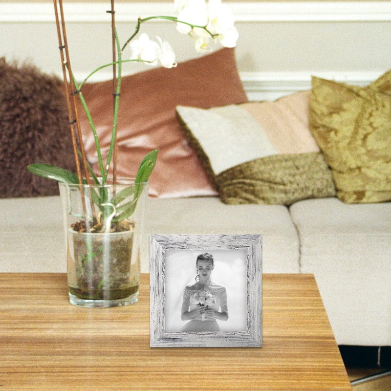 TOFOREVO Picture Frames 4x4 Set of 2 Distressed White Wood Grain Photo Frame for Gallery Wall Mounting or Tabletop Display - Image 5