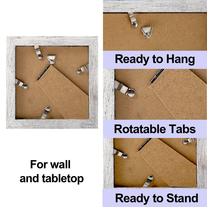 TOFOREVO Picture Frames 4x4 Set of 2 Distressed White Wood Grain Photo Frame for Gallery Wall Mounting or Tabletop Display - Image 3