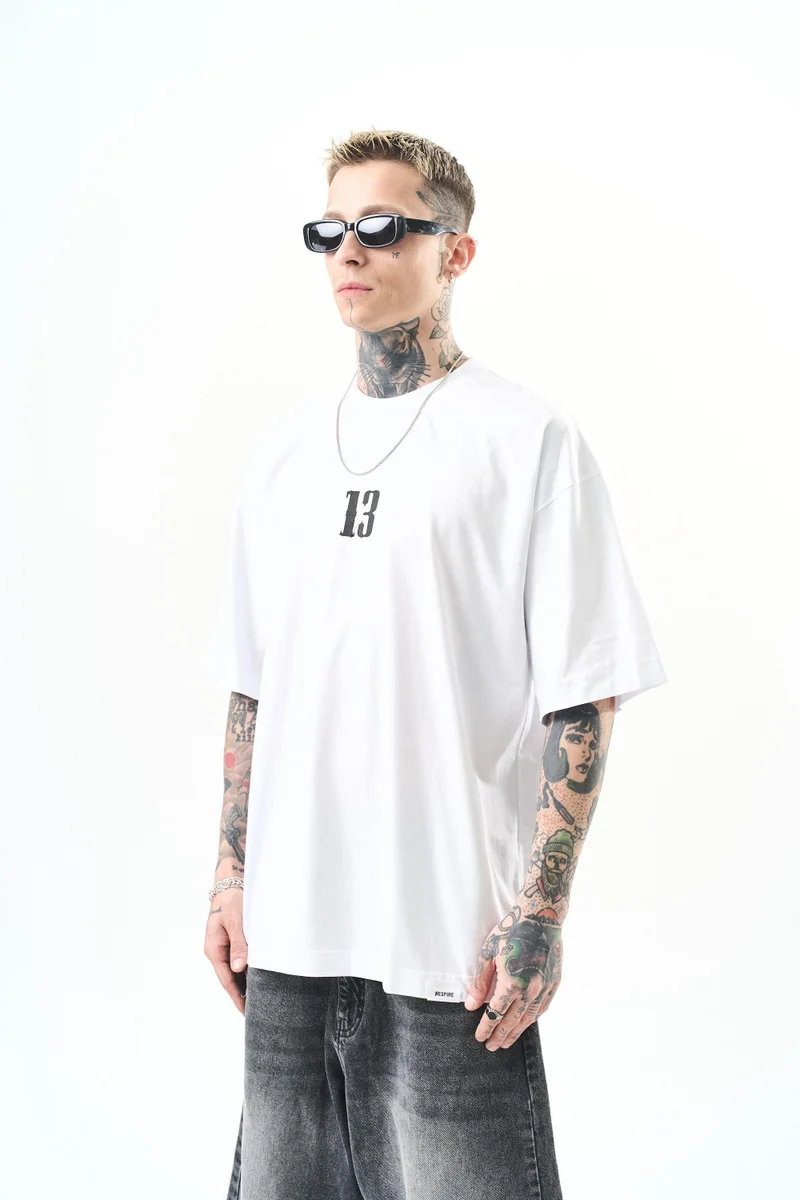 RESPIRE Men's 13 Print Oversize T-Shirt, White