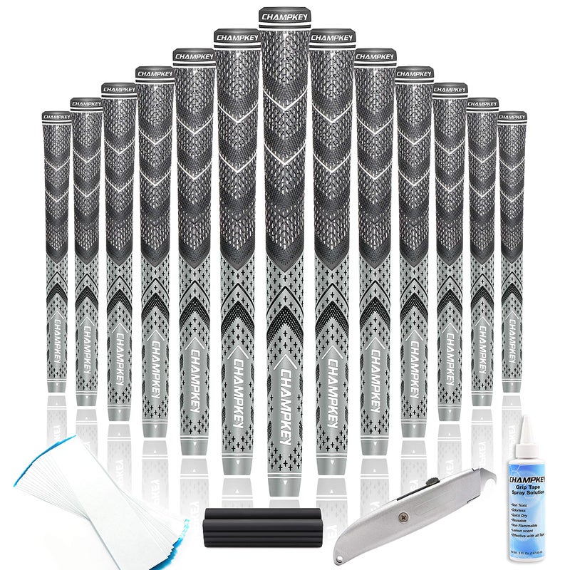 CHAMPKEY Golf Grips 13 Pack | Come with Solvent,15 Tapes,Vise Clamp and Hook Blade | All Weather Control and High Feedback Golf Club Grips - Image 1