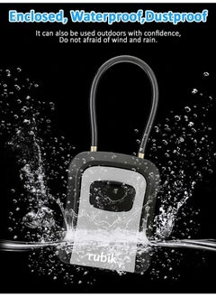 Rubik Key Storage Wire Padlock Safe Box with 4-Digits Combination Resettable Lock Hanging and Wall Mounted for Home Hotel Office - Gray/Black  - Image 5
