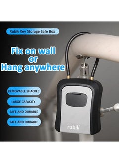 Rubik Key Storage Wire Padlock Safe Box with 4-Digits Combination Resettable Lock Hanging and Wall Mounted for Home Hotel Office - Gray/Black  - Image 3