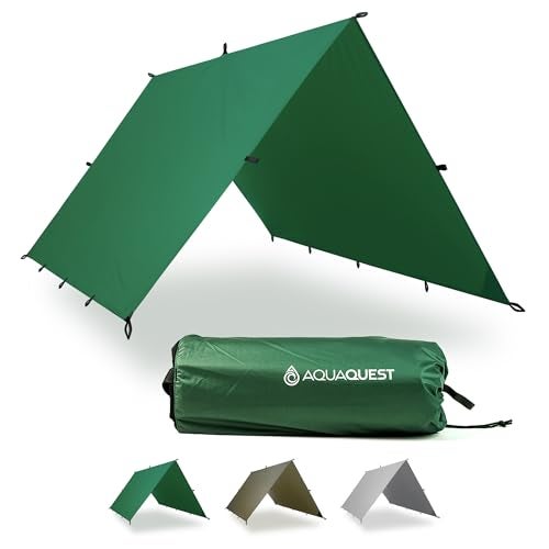 AquaQuest Guide Tarp – Ultralight Waterproof (5,000 mm) Seam‑Taped 40D Ripstop Rain Fly for Backpacking, Stealth Camping & Thru‑Hiking – 10×7 Forester Green - Image 1
