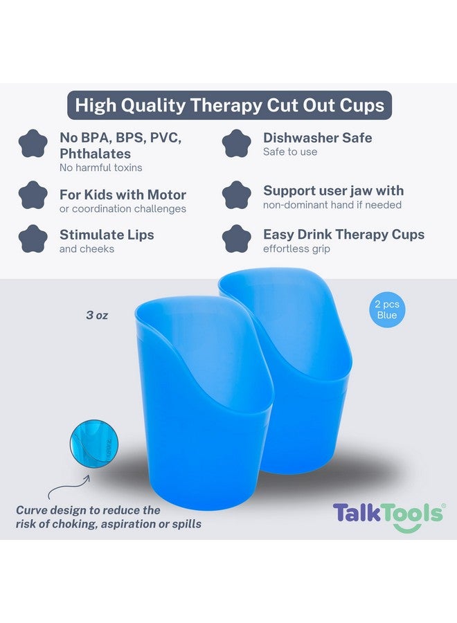 TalkTools أكواب قطع TalkTools - دعم الحركة والتنسيق | كوب شرب لوضع ثابت وثابت | كوب تدريب خاص للشرب والعلاج | سهل الإمساك والشرب | 3 أونصات زرقاء (2 عبوة)  - Image 2