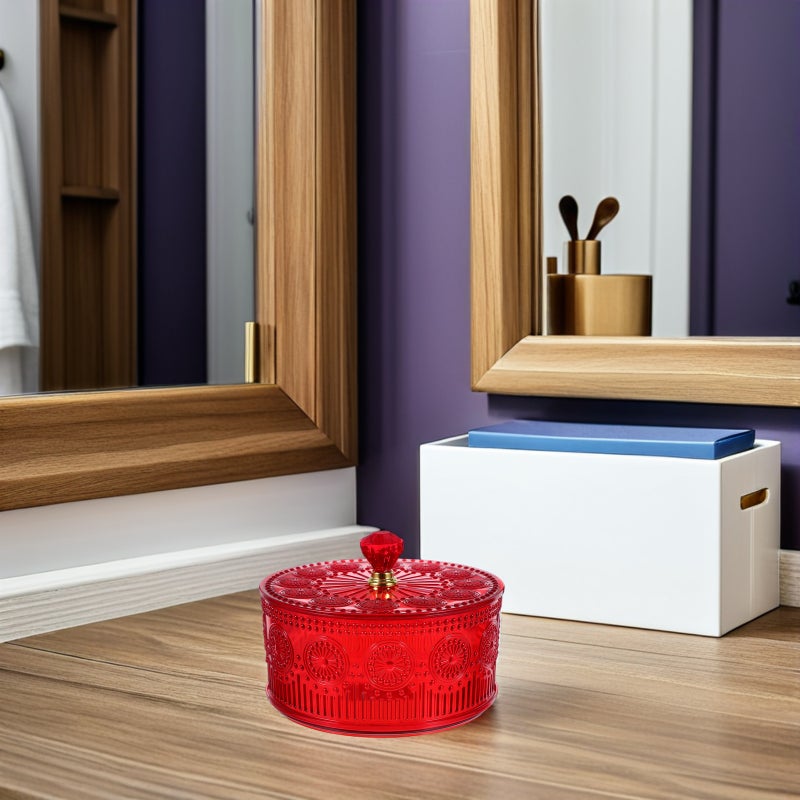 Embossed Container With Lid - Round Cookie Container Vintage Apothecary Storage Snack Buffet Canister For Party - Image 5