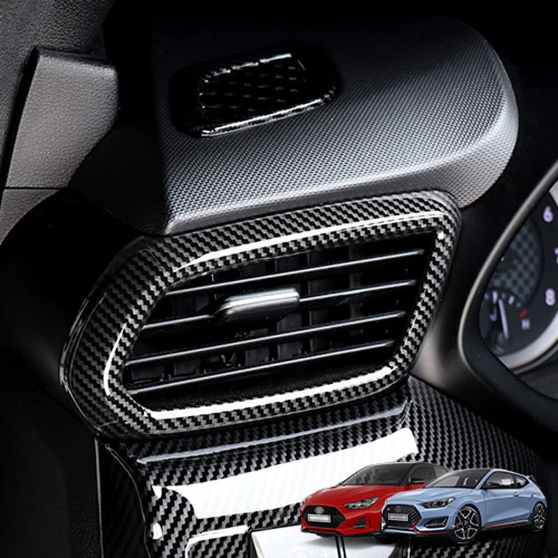 Generic JUIVEEL Carbon Fiber Style Car Front Side Air Outlet Vent Frame Trim Compatible with Hyundai Veloster JS N Line 2019-2022 Automotive Accessories  - Image 1
