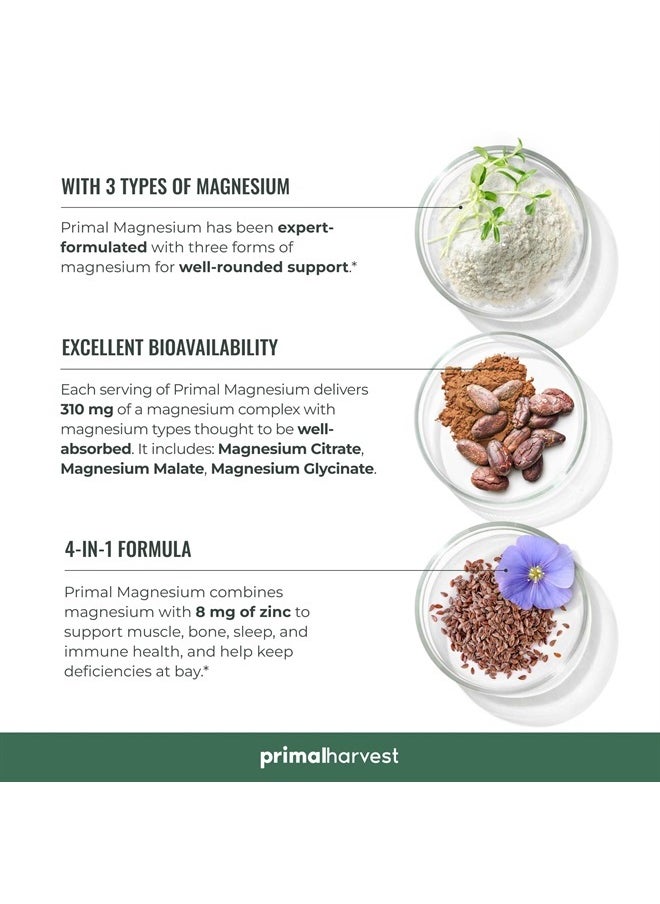 Primal Harvest 2 Pack, Magnesium Supplement Complex 310mg by Primal Harvest with Magnesium Glycinate, Citrate, Malate, and Zinc 120 Capsules  - Image 4