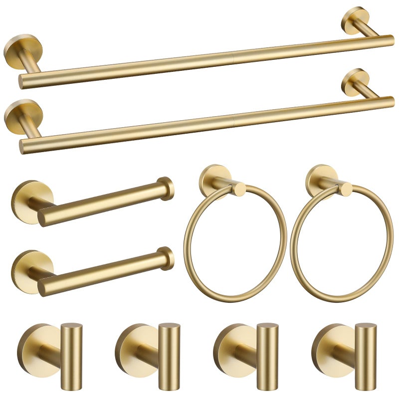 soaez Brushed Gold Towel Bar Set 10 Pieces Bathroom Hardware Accessories Set Towel Rack Set for Bathroom SUS304 Stainless Steel Toilet Paper Holder Wall Mounted, 23.6 Inch - Image 1