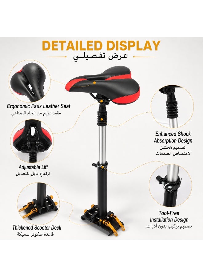SIGood Adjustable Electric Scooter Seat for M365, Shock Absorption PU Saddle Compatible with Xiaomi M365 Pro, Foldable No-Drill Seat Attachment, Aluminum Alloy Kit for 5.5-6.2 Inch Deck, Black - Image 3