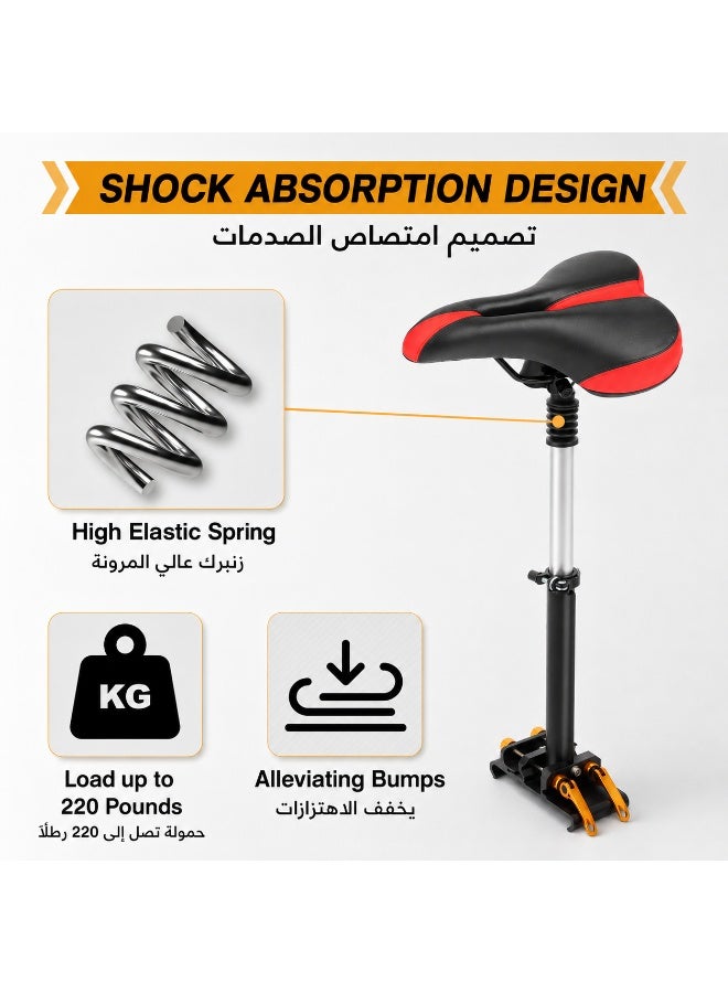 SIGood Adjustable Electric Scooter Seat for M365, Shock Absorption PU Saddle Compatible with Xiaomi M365 Pro, Foldable No-Drill Seat Attachment, Aluminum Alloy Kit for 5.5-6.2 Inch Deck, Black - Image 4