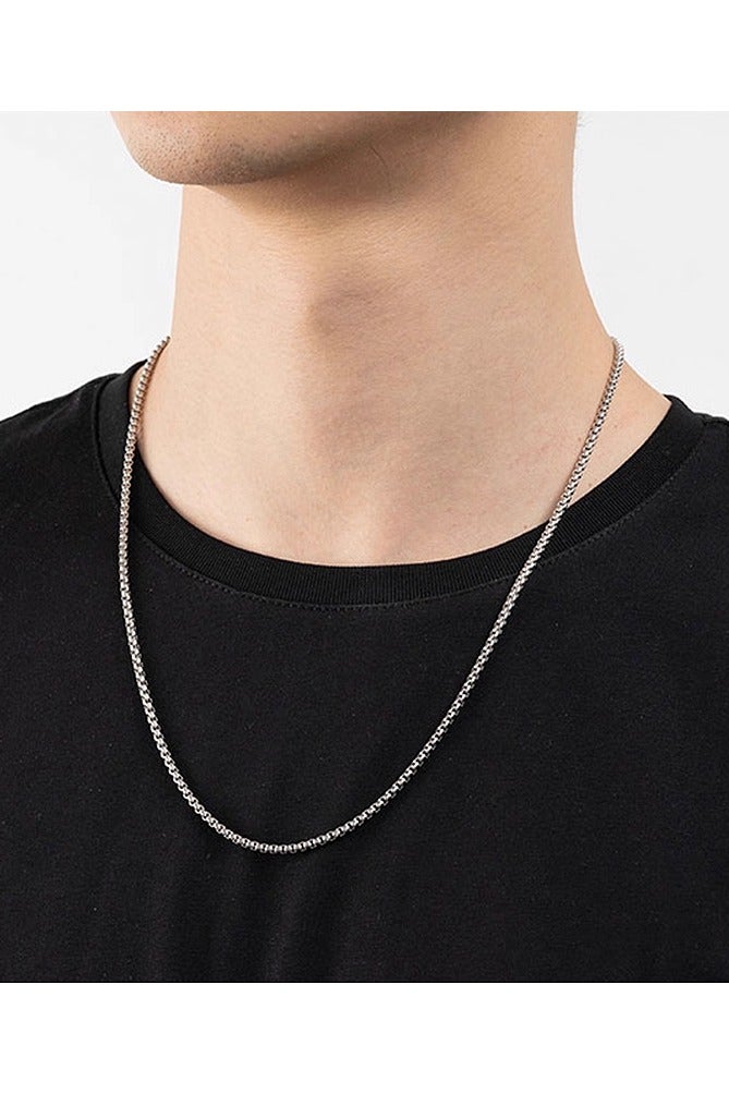 2PCS 3mm Box Chain Necklace for Men – 60cm + 70cm Stainless Steel Chains (23.6in + 27.6in) – Non-Tarnish & Hypoallergenic – Wear Solo or with Pendants - Image 5