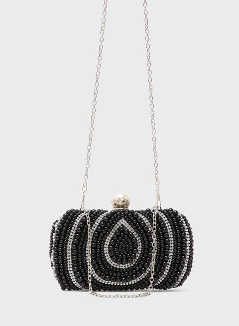 حقيبة يد مرصعة بأحجار الراين أحادية اللون