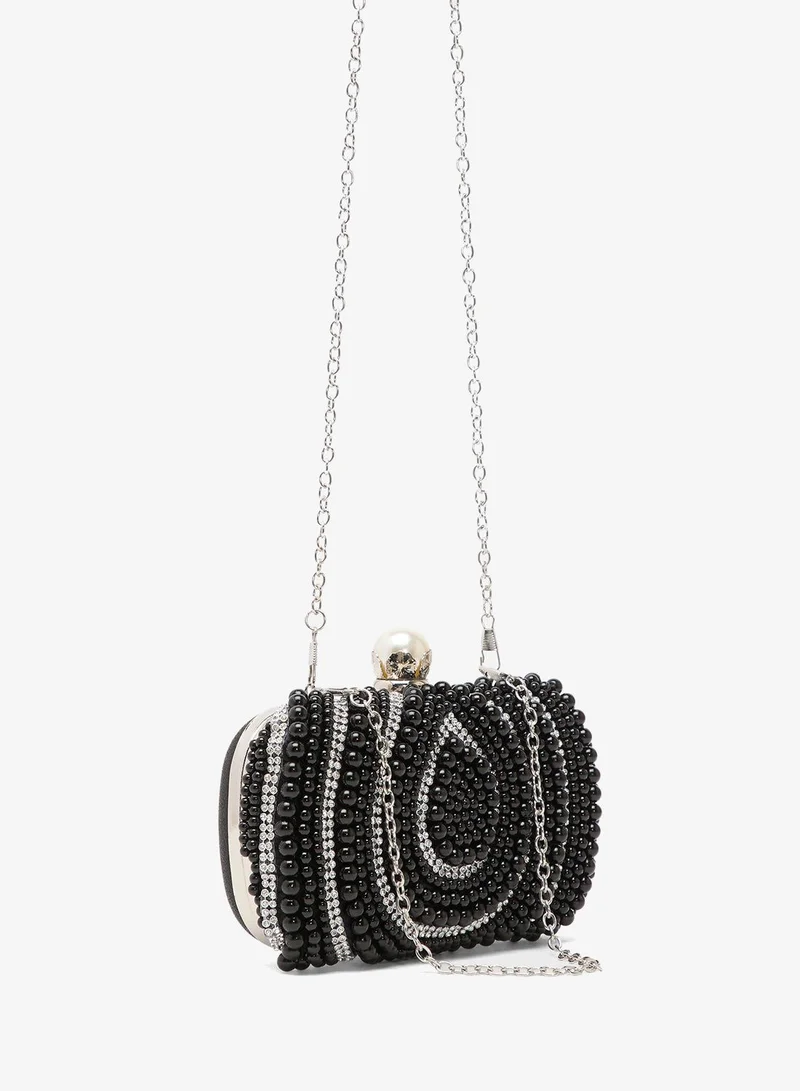 Khizana Rhinestone Monochrome Embellished Clutch