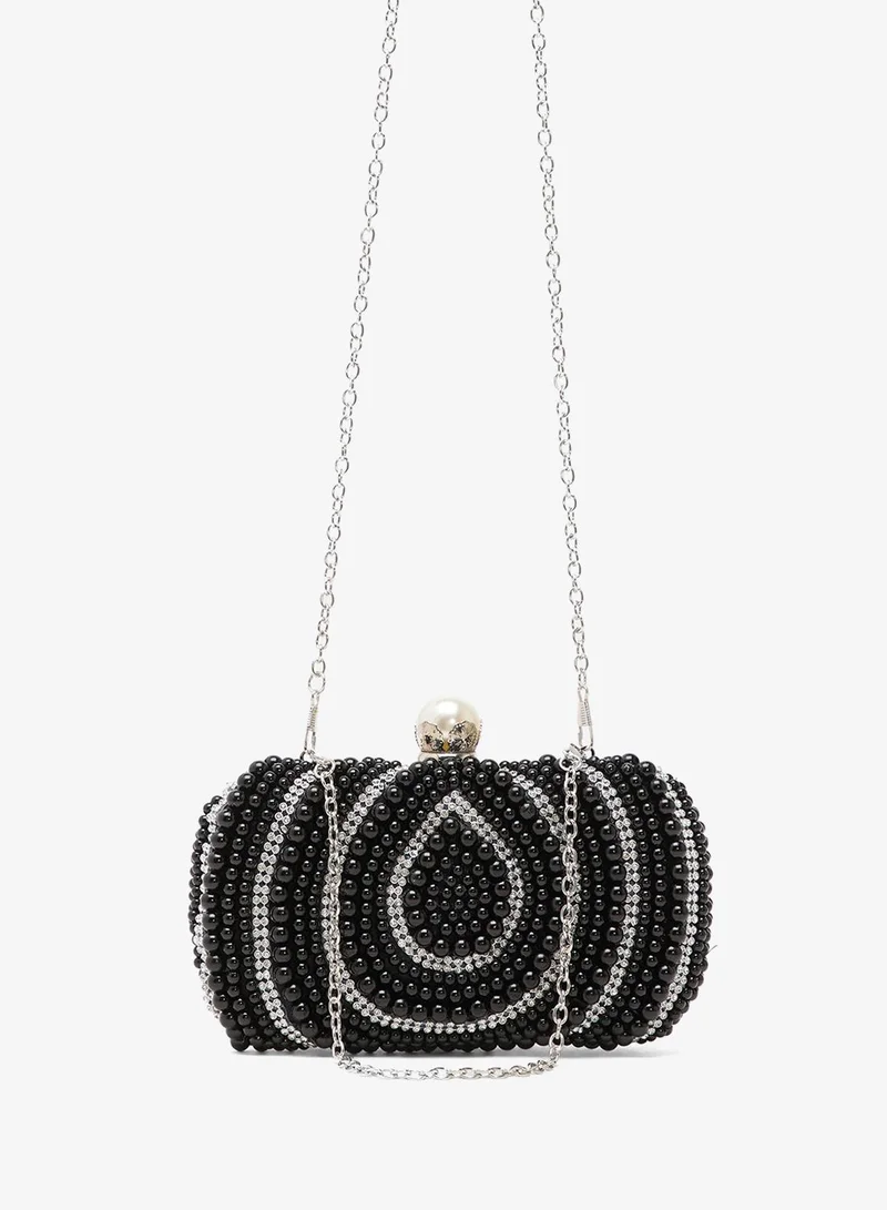 خزانة حقيبة يد مرصعة بأحجار الراين أحادية اللون