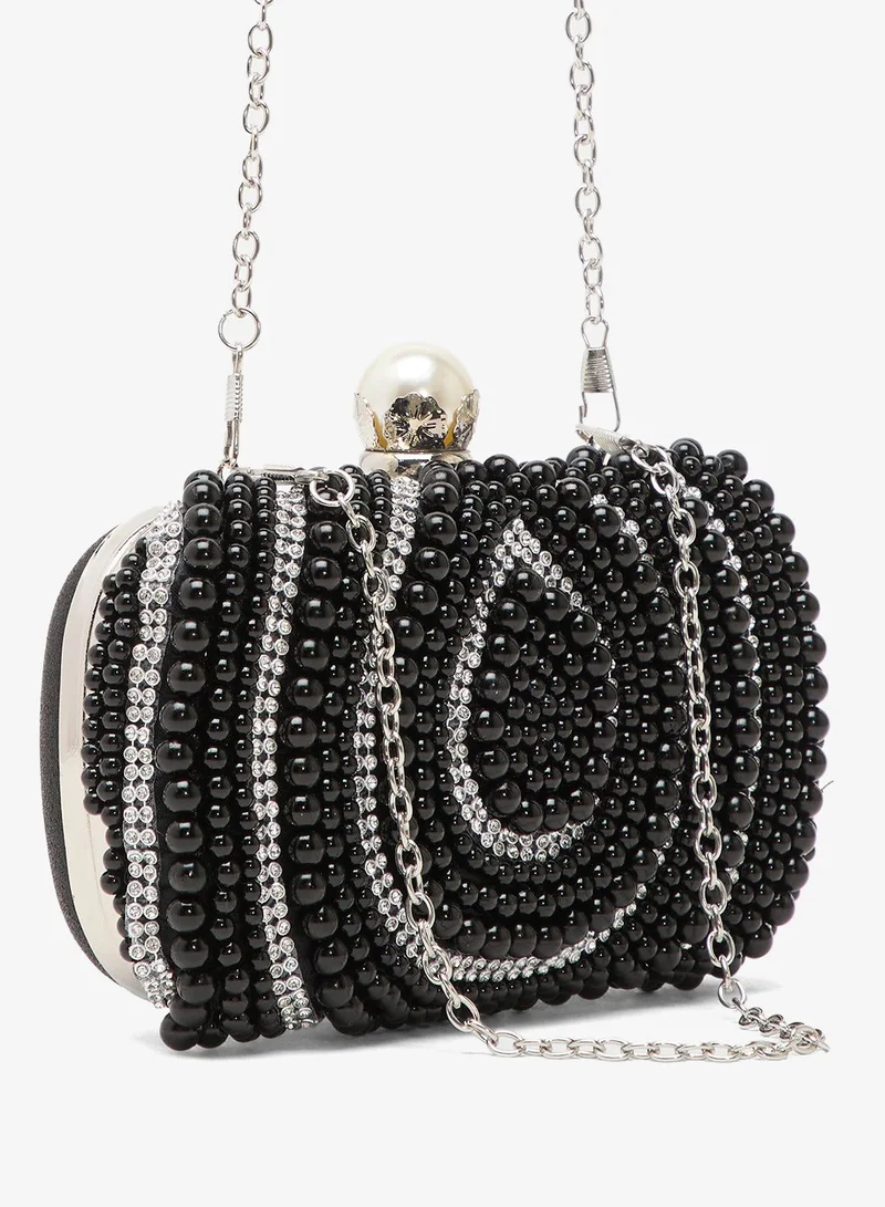 Khizana Rhinestone Monochrome Embellished Clutch