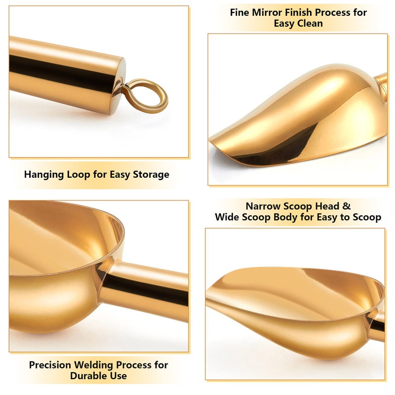 TeamFar Mini Scoop Set of 4, 3 Oz Small Canister Jar Gold Candy Utility Scoops Stainless Steel for Kitchen Scooping, Healthy & Dishwasher Safe - Image 3