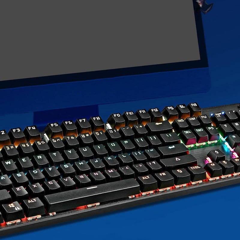 Mechanical Gaming Keyboard RGB Backlit 104 Keys Wired Tactile Switch USB Wired Backlight Keyboard for Esports and Office Use, Black - Image 4
