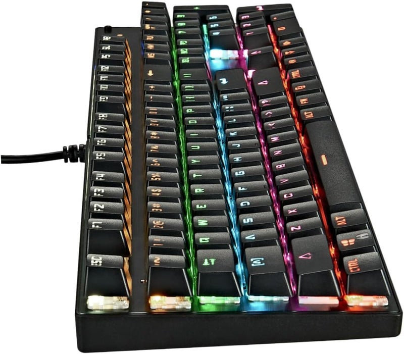 Mechanical Gaming Keyboard RGB Backlit 104 Keys Wired Tactile Switch USB Wired Backlight Keyboard for Esports and Office Use, Black - Image 1