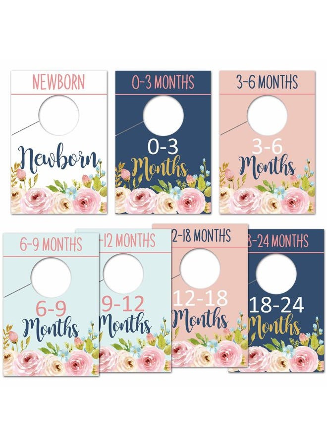 None/Brand Baby Closet Organizer, Floral Dividers for Girl, 7pcs Size Dividers (Newborn-24 Months) - Image 1