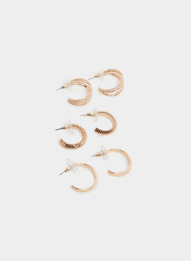 ستايلي طقم أقراط حلقية ذهبية من ستايلي من  قطع - Image 2