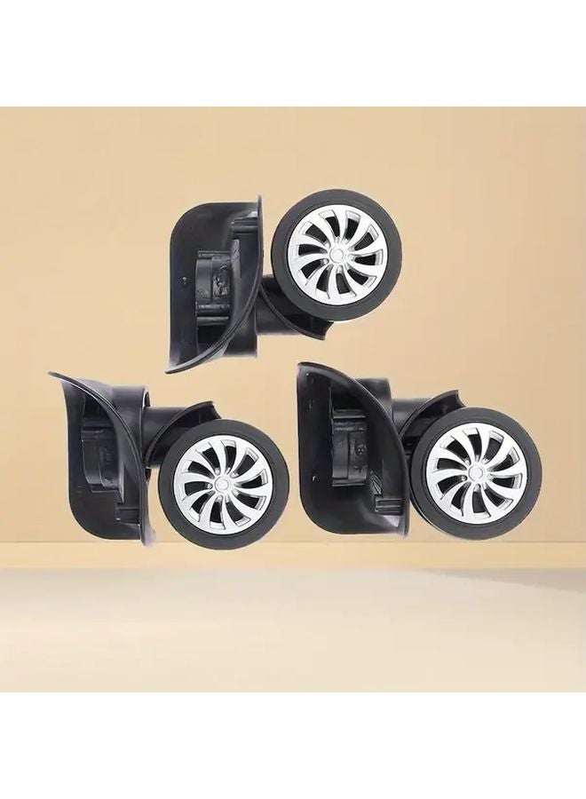 4pcs Ultra Quiet Luggage Replacement Wheels 5 Spoke Black Rubber Tires Metal Center - Image 5