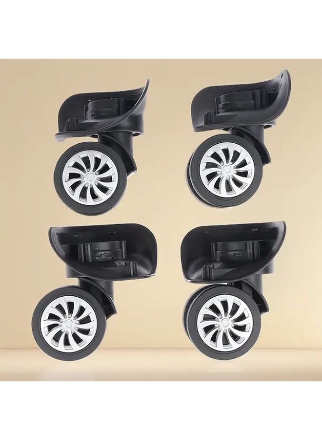 4pcs Ultra Quiet Luggage Replacement Wheels 5 Spoke Black Rubber Tires Metal Center - Image 3