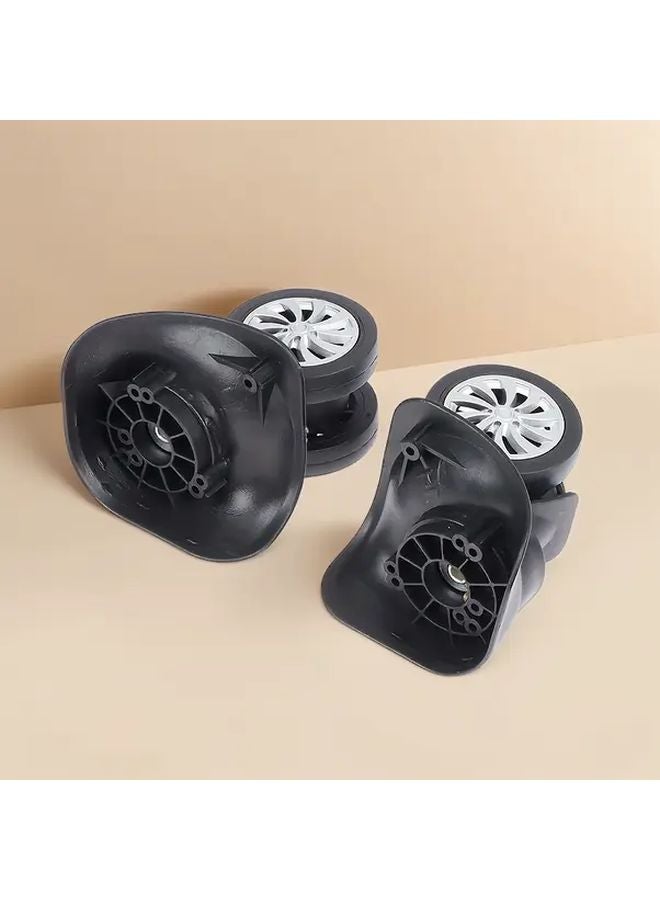 4pcs Ultra Quiet Luggage Replacement Wheels 5 Spoke Black Rubber Tires Metal Center - Image 4