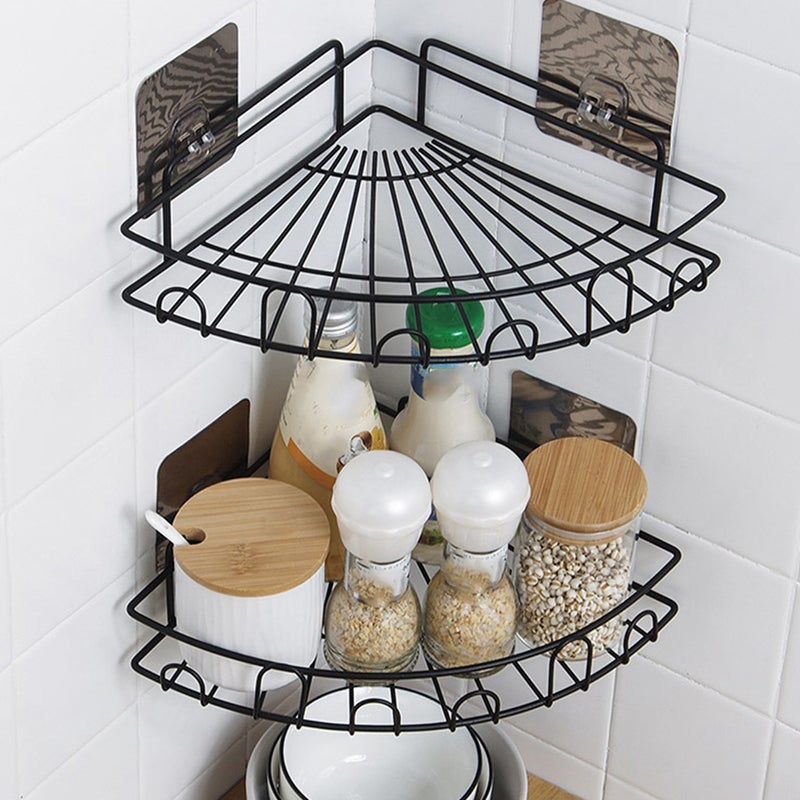 Wall-mounted No-punching Corner Shelf, Durable Triangle Design for Bathroom Storage - Image 5