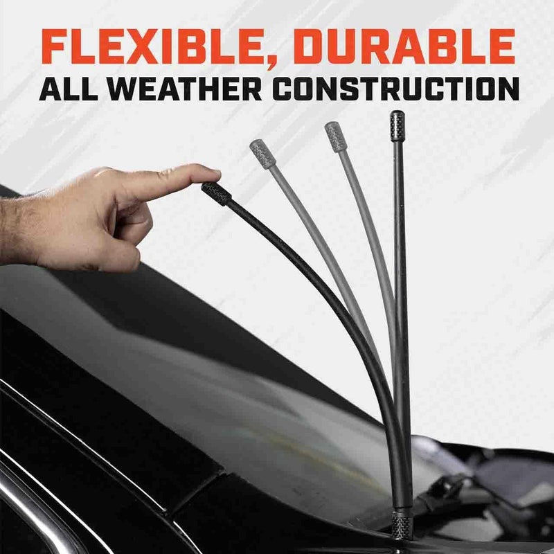 Votex - 13 3/4 Inch Rubber Antenna fits Ford F-150 | F-250 | F-350 | F-450 | F-550 | Bronco Accessories - USA Stainless Steel Threading - Black Carbon Fiber Trim - Tuned Internal Copper Coil - Image 5