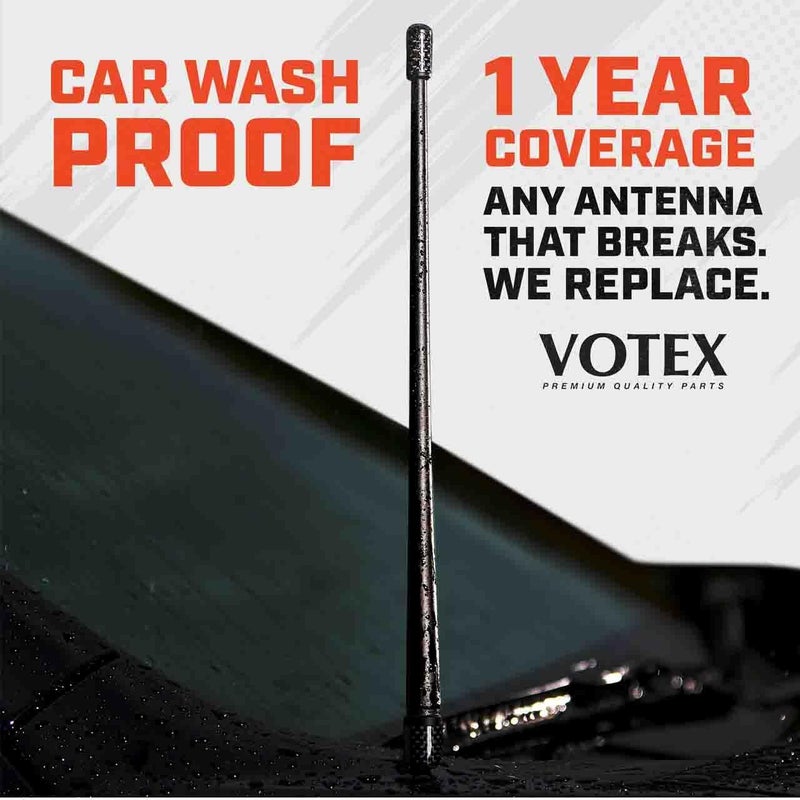 Votex - 13 3/4 Inch Rubber Antenna fits Ford F-150 | F-250 | F-350 | F-450 | F-550 | Bronco Accessories - USA Stainless Steel Threading - Black Carbon Fiber Trim - Tuned Internal Copper Coil - Image 3