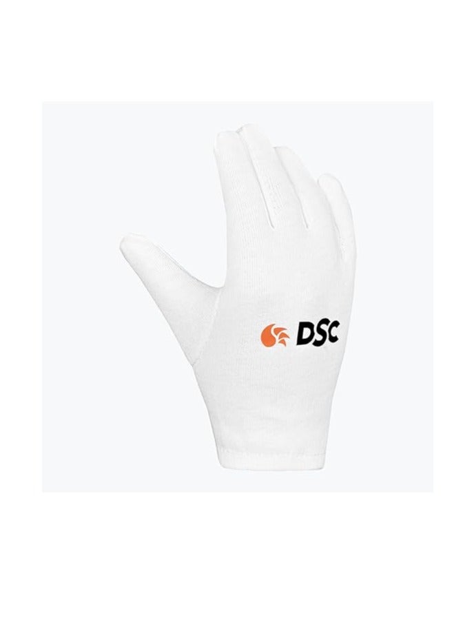 DSC Motion Cotton Palm Full Finger Cricket Batting Inner Gloves for Mens, Size - Boys, Colour - White - Image 1