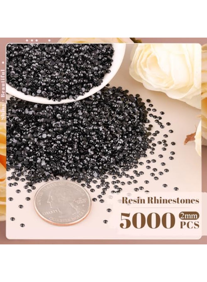 BELLEBOOST 5000PCS 2mm Resin Rhinestones in Bulk Black Bedazzling Flatback Crystals for Crafts DIY Nail Decoration Gems Charms for Tumbler Shoes Clothing Fabric with Pickup Pen and Tweezers - Image 3