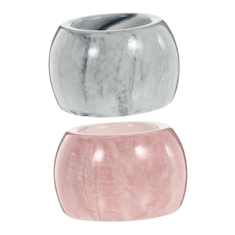2 Pcs Marble Pattern Ceramic Electric Toothbrush Holder Toothbrush Rack Stylish Bathroom Organizer Pink Gray - Image 2