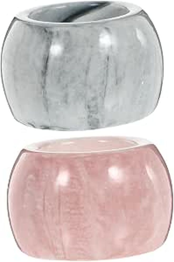 2 Pcs Marble Pattern Ceramic Electric Toothbrush Holder Toothbrush Rack Stylish Bathroom Organizer Pink Gray - Image 1