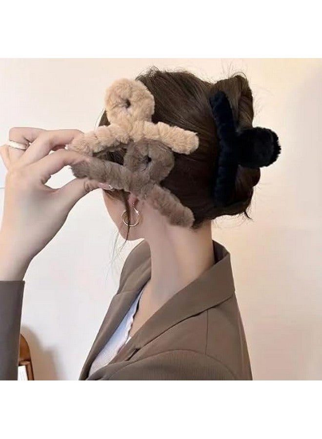 Cart Log Clutcher - Fur Claw Clips for Women - Furry Hair Accessories - Korean Style for Girls (Random) (4), Multicolor - Image 4