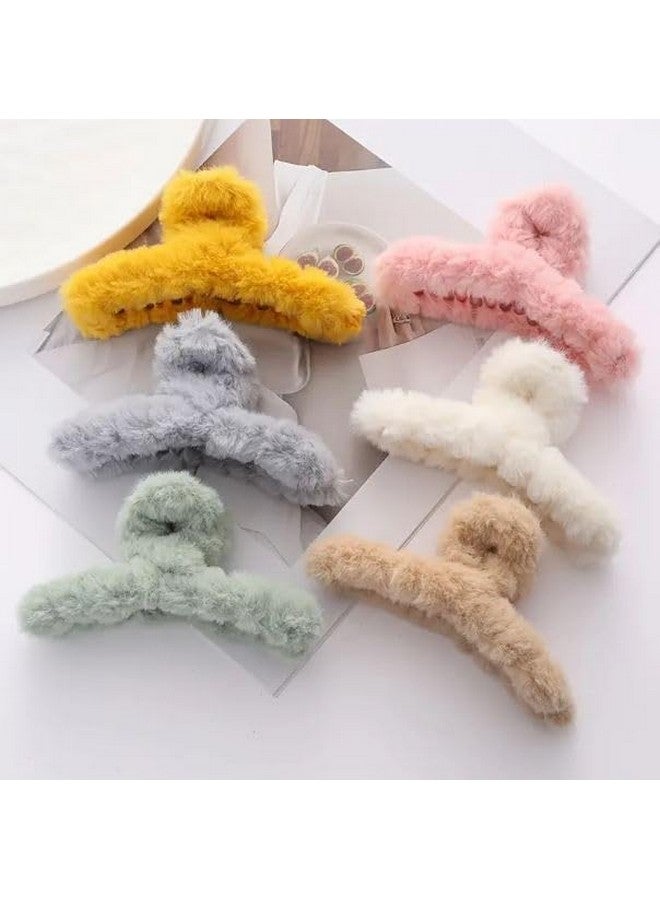 Cart Log Clutcher - Fur Claw Clips for Women - Furry Hair Accessories - Korean Style for Girls (Random) (4), Multicolor - Image 1