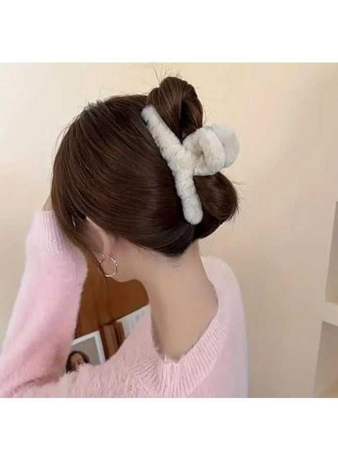 Cart Log Clutcher - Fur Claw Clips for Women - Furry Hair Accessories - Korean Style for Girls (Random) (4), Multicolor - Image 3