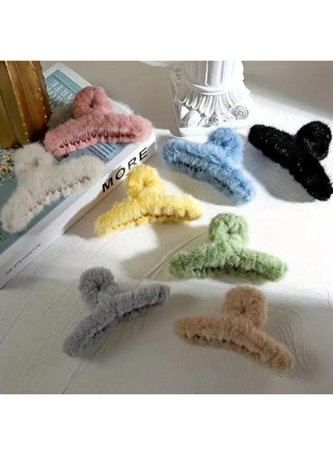 Cart Log Clutcher - Fur Claw Clips for Women - Furry Hair Accessories - Korean Style for Girls (Random) (4), Multicolor - Image 5