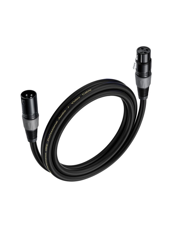XLR Cable With Double Shielded Oxygen-free Copper Line Canon Line Male To Female Microphone XLR Professional Sound Card Agricultural Audio Cable-Color:Gray Tail Ring*ofc Oxygen-free Copper*3 Core*od6.0*black*pvc-Length:1m  - Image 1