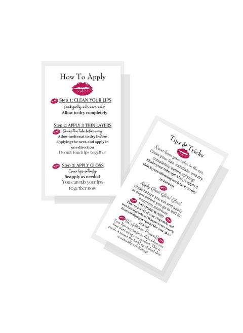 How To Apply Lipsense/Tips And Tricks Cards50 Packdouble Sided 2X3.5 Inchinch Business Cardsapplication Instruction Card White With Red Lips Designblack