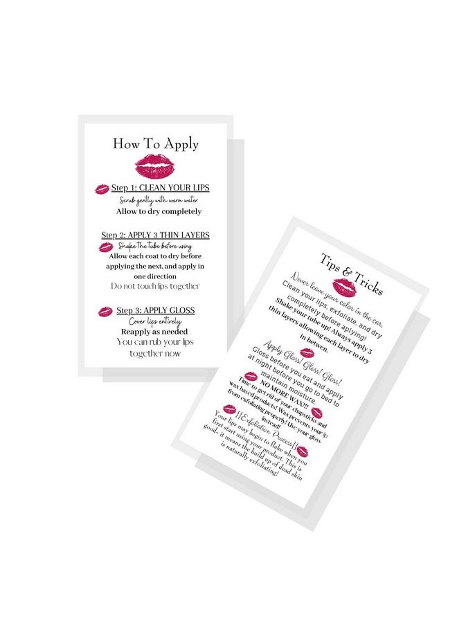 Boutique Marketing LLC - How To Apply Lipsense/Tips And Tricks Cards50 Packdouble Sided 2X3.5 Inchinch Business Cardsapplication Instruction Card White With Red Lips Designblack - Image 1