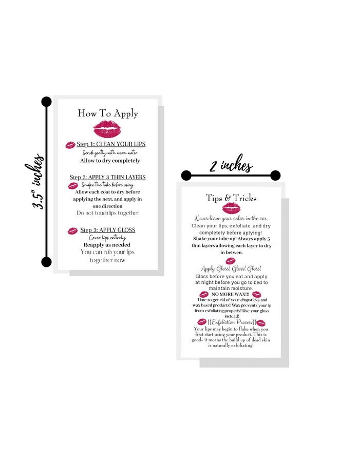 Boutique Marketing LLC - How To Apply Lipsense/Tips And Tricks Cards50 Packdouble Sided 2X3.5 Inchinch Business Cardsapplication Instruction Card White With Red Lips Designblack - Image 1