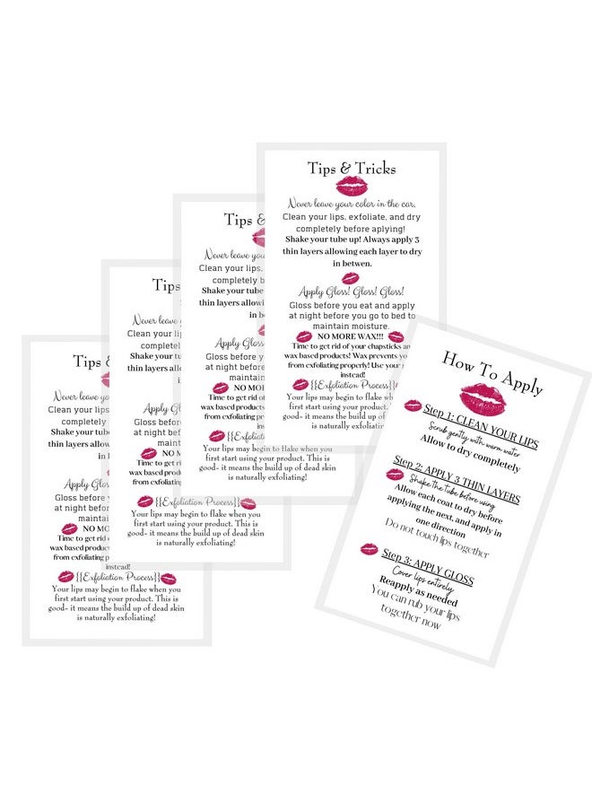 Boutique Marketing LLC - How To Apply Lipsense/Tips And Tricks Cards50 Packdouble Sided 2X3.5 Inchinch Business Cardsapplication Instruction Card White With Red Lips Designblack - Image 1