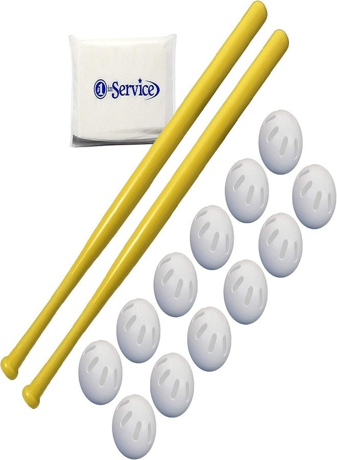Wiffle 32" Plastic Bats 2 Pack, Wiffle Ball Baseballs Official Size 12 Pack - Image 1