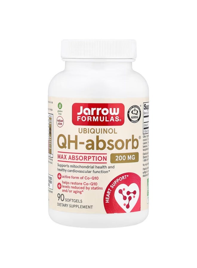 Jarrow Formulas, Ubiquinol, QH-Absorb®, Max Absorption, 200 mg, 90 Softgels