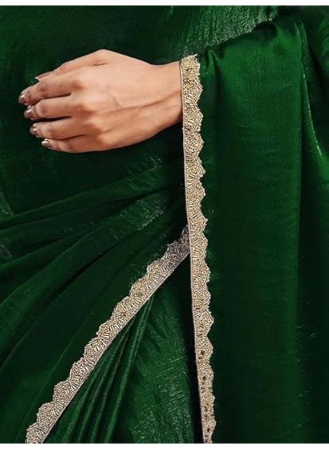 مملكة الإكسسوارات ساري شيفون نسائي ثنائي اللون (مع بلوزة) - Image 5