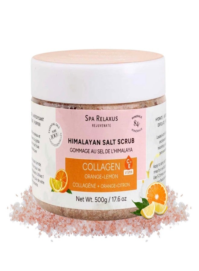 relaxus Spa Relaxus Himalayan Salt Scrub with Collagen 17.6 oz Jar, Rejuvenating Hydrating Salt Scrub with 84+ Minerals, Vitamin E, Jojoba Oil and Essential Oils (17.6 oz, Orange Lemon) - Image 1